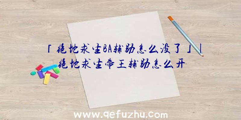 「绝地求生BA辅助怎么没了」|绝地求生帝王辅助怎么开
